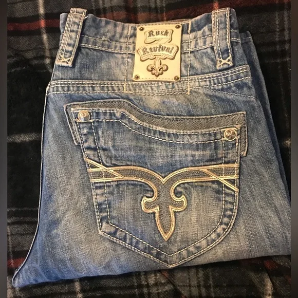 Rock Revival Jeans Rock Revival Andre Boot Cut Mens Size 36